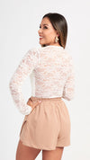 Top Crop de encaje Perla