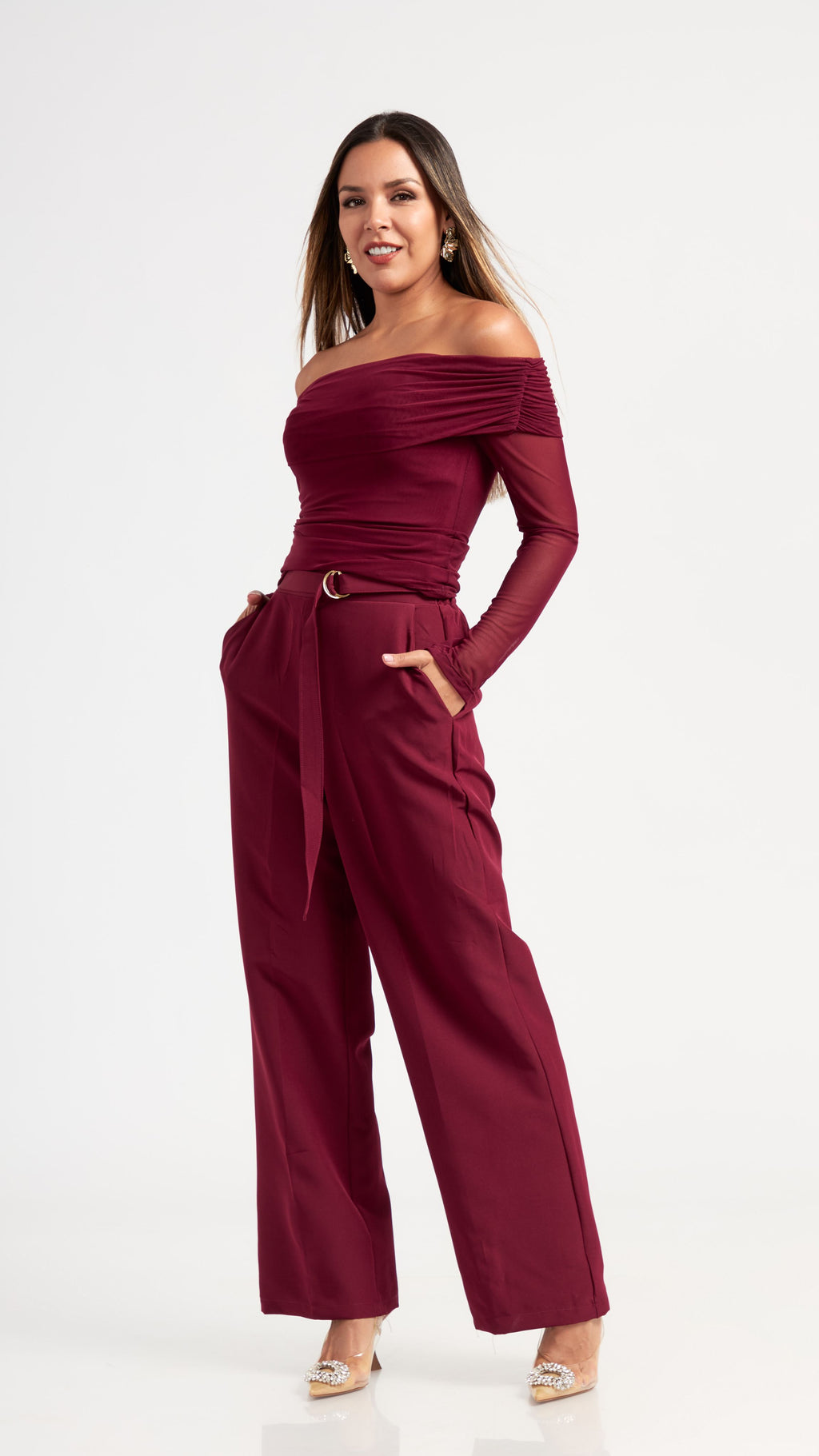 Pantalon Amelia color Vino