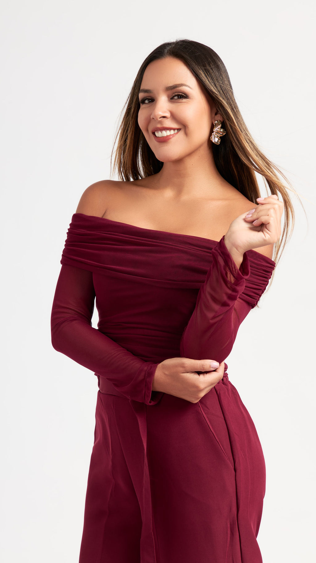 Pantalon Amelia color Vino