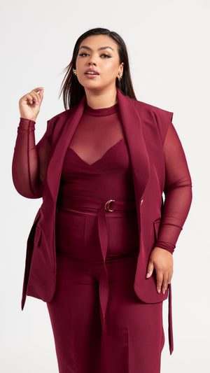 Outfit Chaleco Color Vino Mujer Chaleco Largo Outfits Con Chaleco