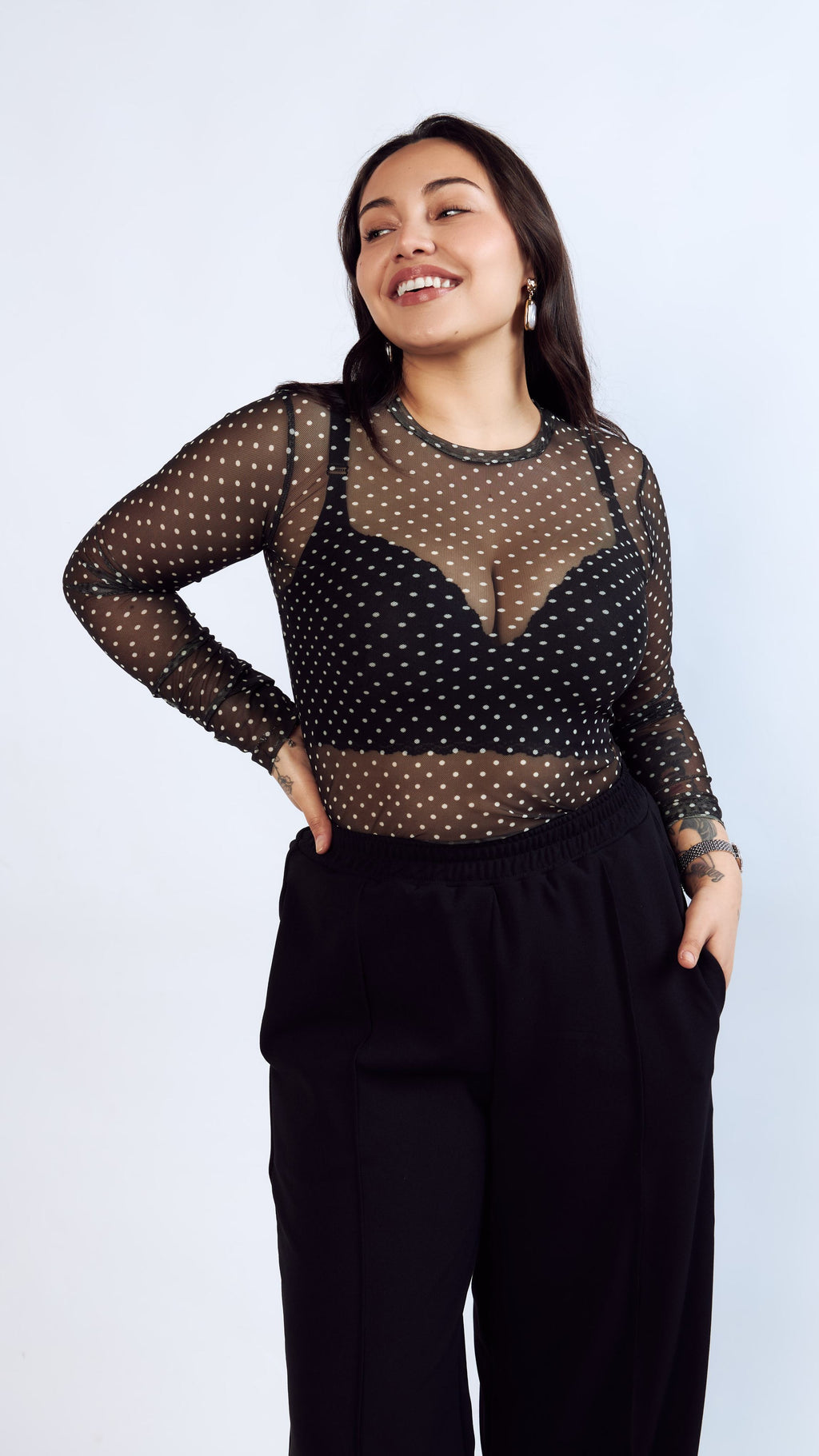 Top de tul Polka Dots