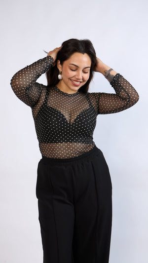 Top de tul Polka Dots
