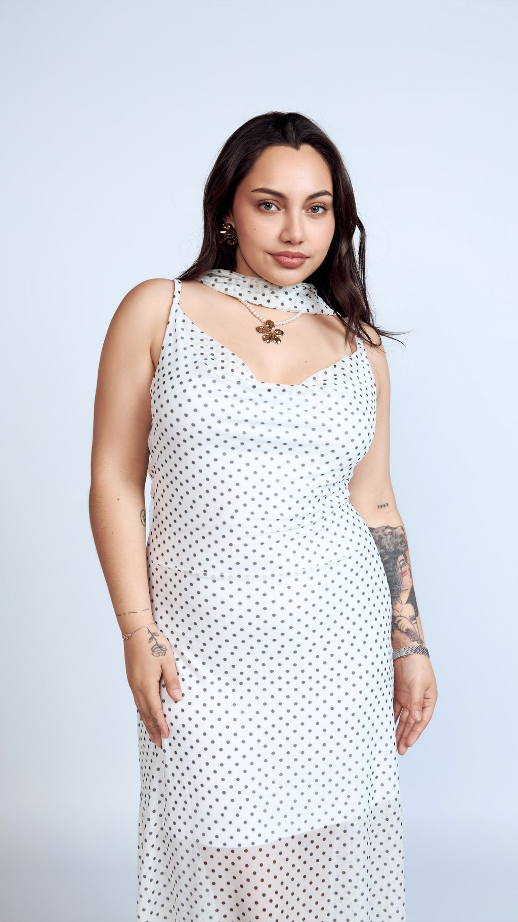 Maxi Vestido con Chal de lunares