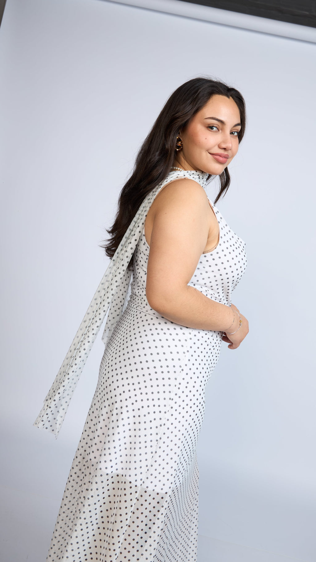 Maxi Vestido con Chal de lunares